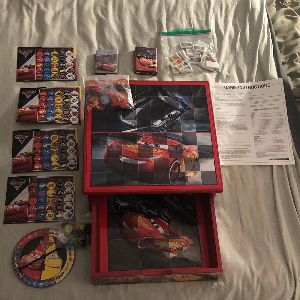 Disney Pixar Cars Checkers and Game Set - with Bingo and Dominoes